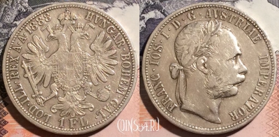 Австрия 1 флорин 1888 года, Серебро, KM# 2222, 176-074