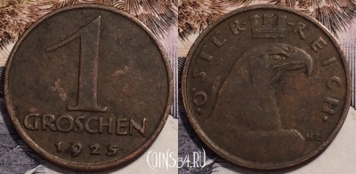 Австрия 1 грош 1925 года, KM# 2836, 238-015