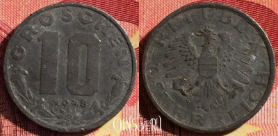 Австрия 10 грошей 1948 года, KM# 2874, 263i-109