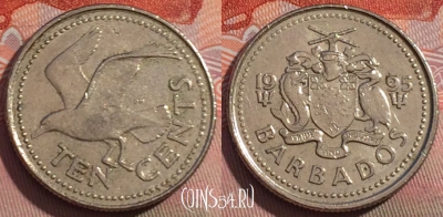 Барбадос 10 центов 1995 года, KM# 12, 248a-086