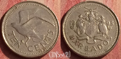 Барбадос 10 центов 1995 года, KM# 12, 409n-143