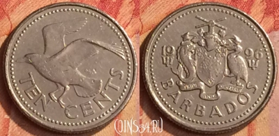 Барбадос 10 центов 1996 года, KM# 12, 077n-127