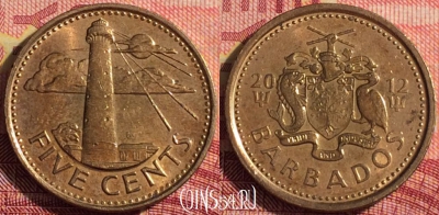 Барбадос 5 центов 2012 года, KM# 11a, 289i-022
