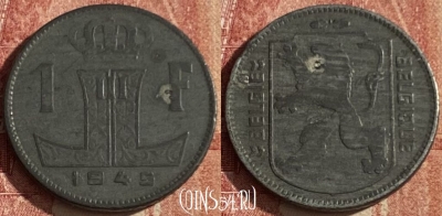 Бельгия 1 франк 1945 года, E - Q, KM# 128, 048p-014
