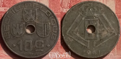 Бельгия 10 сантимов 1941 года, E-Q, KM# 126, 050l-060