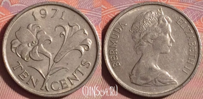 Бермудские Острова 10 центов 1971 года, KM# 17, 153j-037