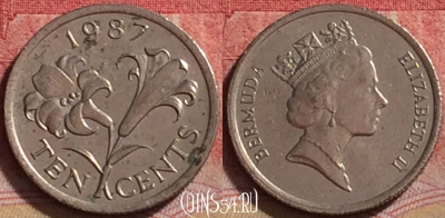 Бермудские Острова 10 центов 1987 г., KM# 46, 249j-133