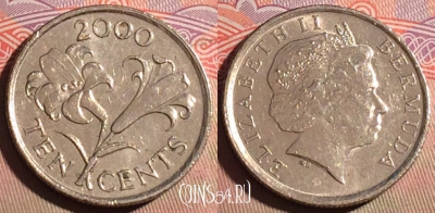 Бермудские Острова 10 центов 2000 года, KM# 109, 221a-077