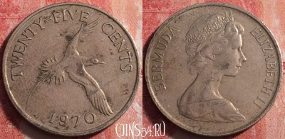Бермудские Острова 25 центов 1970 года, KM# 18, 199j-130