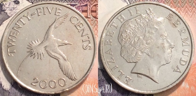 Бермуды 25 центов 2000 года, KM 110, 116-109