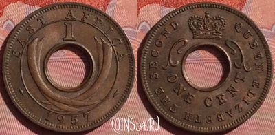 Восточная Африка 1 цент 1957 года, KM# 35, 057i-146