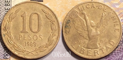 Чили 10 песо 1989 года, KM# 218.2, 146-018