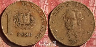 Доминикана 1 песо 2000 года, KM# 80.2, 188n-138