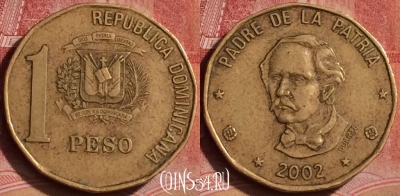 Доминикана 1 песо 2002 года, KM# 80.2, 395-039
