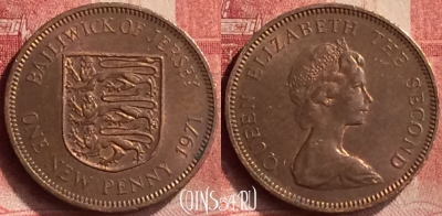 Джерси 1 новый пенни 1971 года, KM# 30, 202m-029