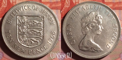 Джерси 10 новых пенсов 1968 года, KM# 33, 141g-100