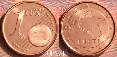 Эстония 1 евроцент 2011 года, KM# 61, UNC, 237m-111