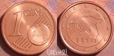 Эстония 1 евроцент 2015 года, KM# 61, UNC, 294j-043