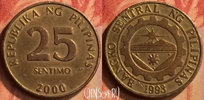 Филиппины 25 сентимо 2000 года, KM# 271, 097n-075