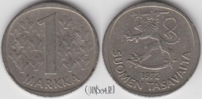 Финляндия 1 марка 1972 года, KM 49a, 125-119