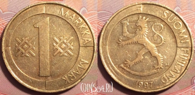 Финляндия 1 марка 1997 года, KM# 76, 249-043
