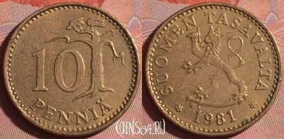 Финляндия 10 пенни 1981 года, KM# 46, 049i-049
