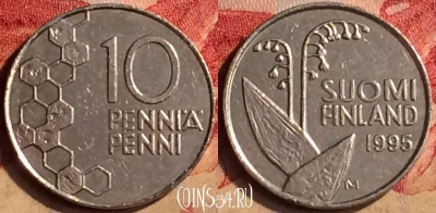 Финляндия 10 пенни 1995 года, KM# 65, 404-122