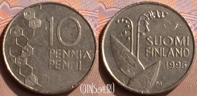 Финляндия 10 пенни 1995 года, KM# 65, 423-041