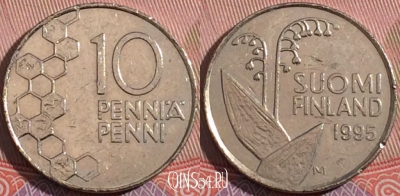 Финляндия 10 пенни 1995 года, KM# 65, a055-194