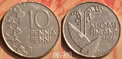Финляндия 10 пенни 2000 года, KM# 65, 106n-130