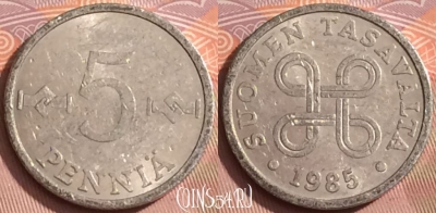 Финляндия 5 пенни 1985 года, KM# 45a, 347k-055