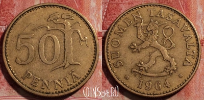 Финляндия 50 пенни 1964 года, KM# 48, 231-092