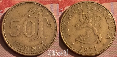 Финляндия 50 пенни 1971 года, KM# 48, 094l-016