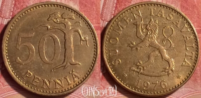 Финляндия 50 пенни 1976 года, KM# 48, 354l-098