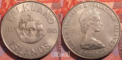 Фолклендские острова 50 пенсов 1983 года, KM# 19, a139-100