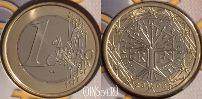 Франция 1 евро 2003 года, KM# 1288, BU, 401n-041 ♛