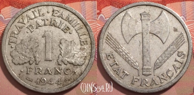 Франция 1 франк 1944 года, KM# 902, 241-120