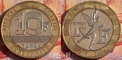 Франция 10 франков 1989 года, KM# 964, 085b-073