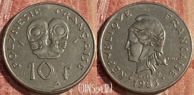 Французская Полинезия 10 франков 1983 г., KM# 8, 047p- ♛
