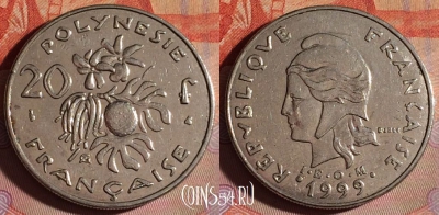 Французская Полинезия 20 франков 1999 г., KM# 9, 136f-015