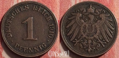 Германия (Империя) 1 пфенниг 1910 J, KM# 10, 201j-051