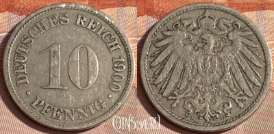 Германия (Империя) 10 пфеннигов 1900 F, 381p-087