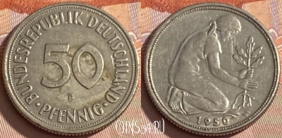Германия 50 пфеннигов 1950 года F, KM# 109, 341p-138