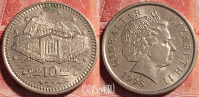 Гибралтар 10 пенсов 1998 года, KM# 776, 255-051