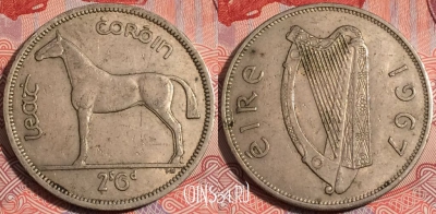 Ирландия 1/2 кроны 1967 года, KM# 16a, a119-006