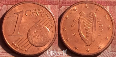 Ирландия 1 евроцент 2009 года, KM# 32, 254l-116