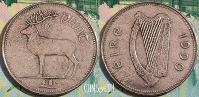 Ирландия 1 фунт 1990 года, KM# 27, a090-095