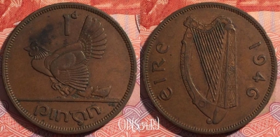 Ирландия 1 пенни 1946 года, KM# 11, 175-079