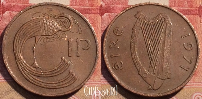Ирландия 1 пенни 1971 года, KM# 20, 074c-107
