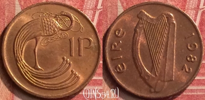 Ирландия 1 пенни 1982 года, KM# 20, 397-017